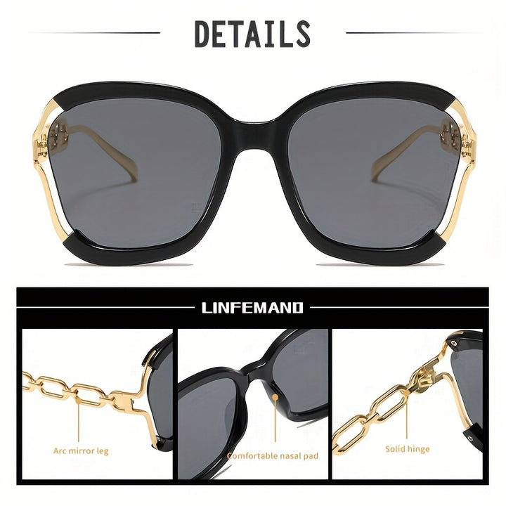 Half Frame Metal Chain Link Glasses For Women.