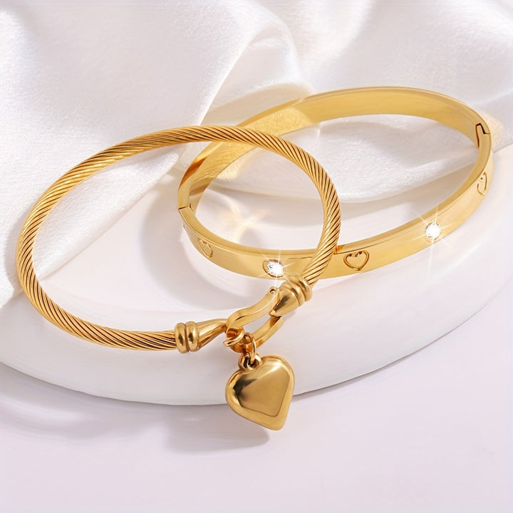 2pcs Fashion Stainless Steel Love Pendant Bracelets.