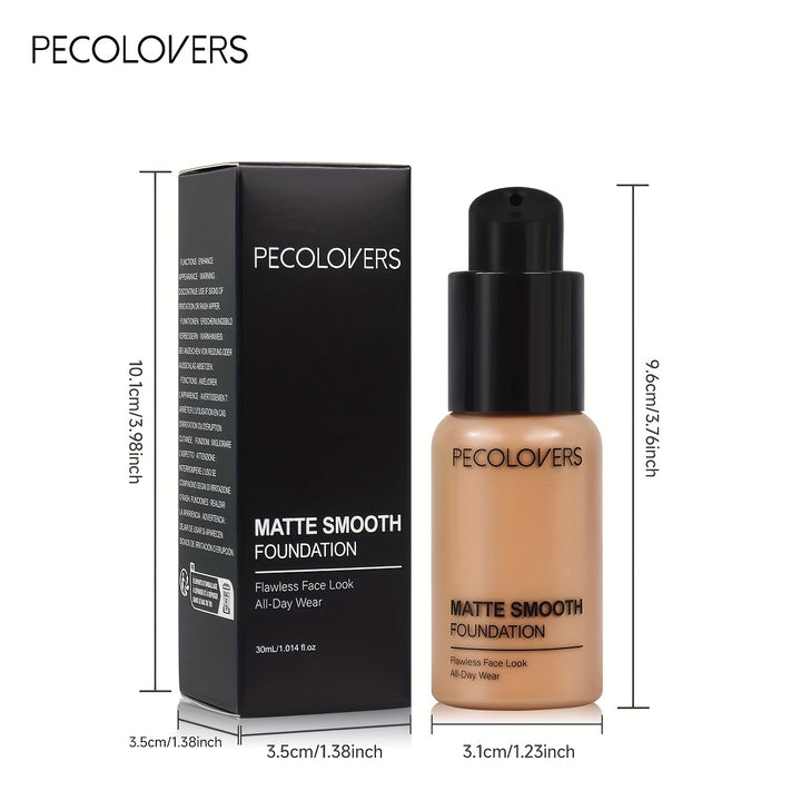 PECOLOVERS Full Coverage Liquid Foundation - Long-Lasting Matte Finish, Nature-Effect.