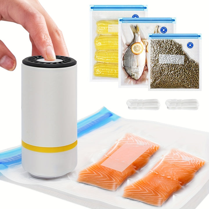 [Hot-Sale] A Mini Electric Vacuum Sealer and 15pcs Food Vacuum Storage Bags.