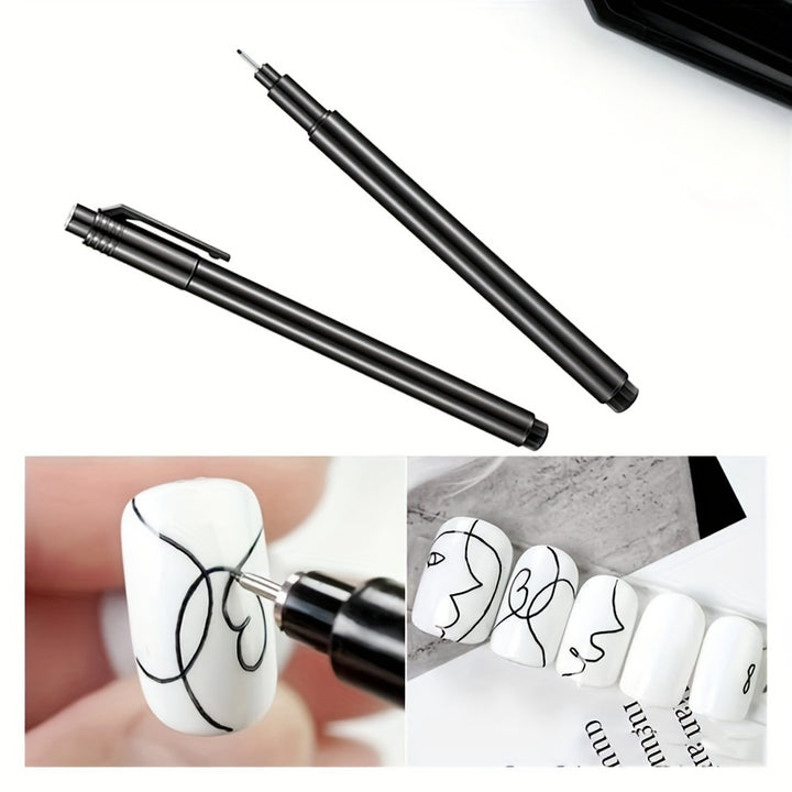 Black Nail Art Graffiti Pen, Drawing Brush, Line Art Border Tool.