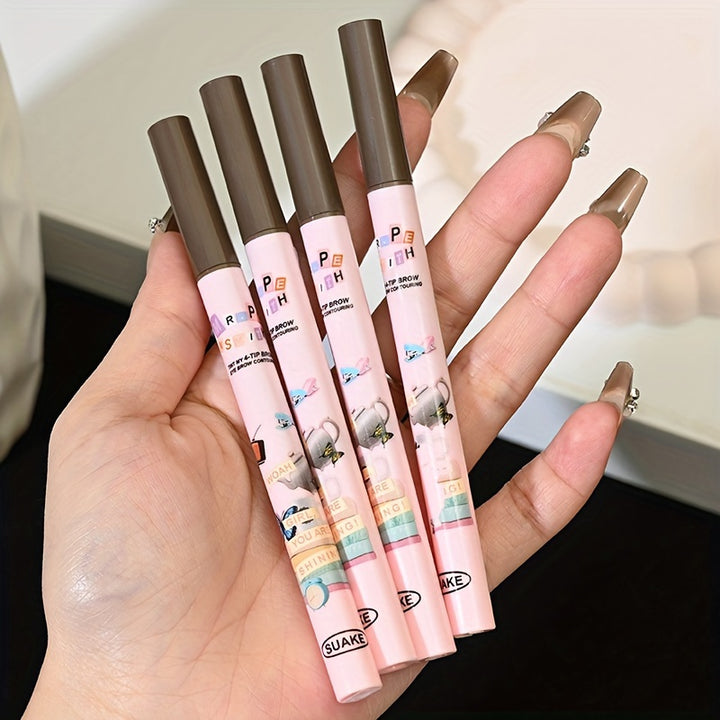 4 Split Head Liquid Eyebrow Pencil, 0.6ml, Durable Waterproof.