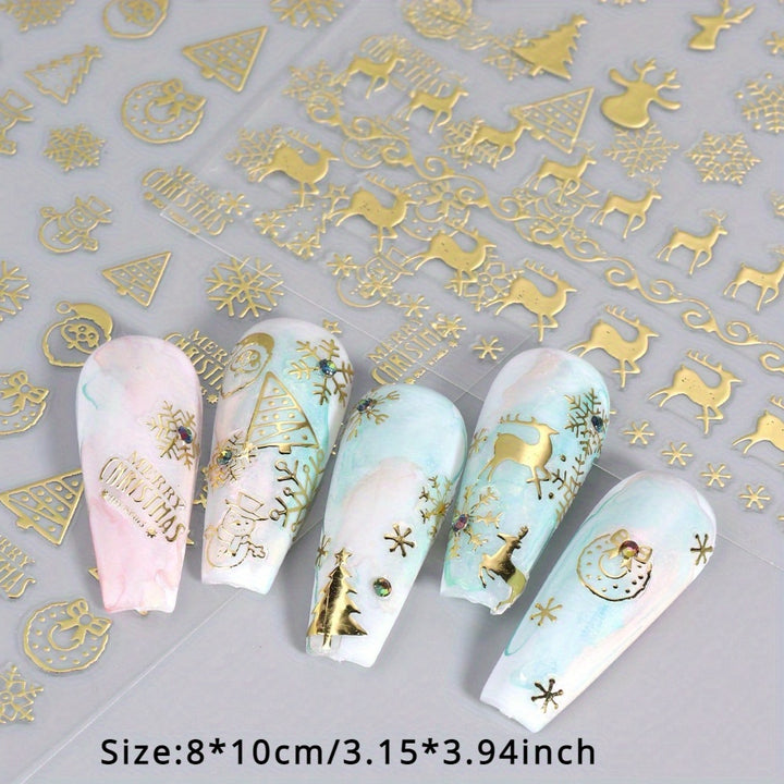 5pcs 3D Snowflake Christmas Hot Stamping Nail