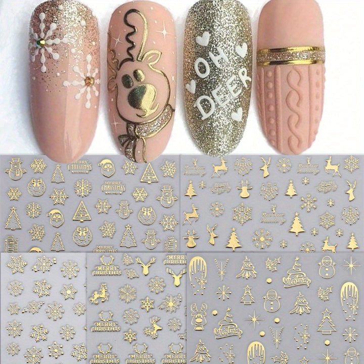 5pcs 3D Snowflake Christmas Hot Stamping Nail