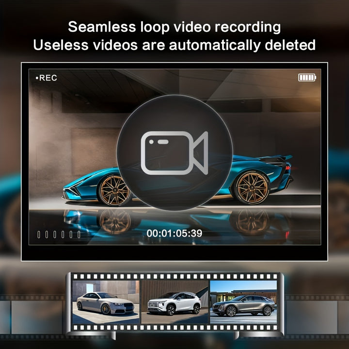 4-inch Large Screen Triple Recording Car DVR With Front, Interior, And Rear Cameras