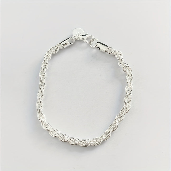 1pc Trendy Twisted Silvery Bracelet, Festival Birthday Gift For Men