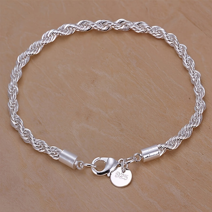 1pc Trendy Twisted Silvery Bracelet, Festival Birthday Gift For Men