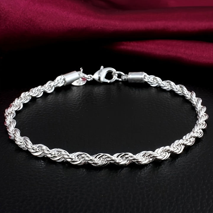 1pc Trendy Twisted Silvery Bracelet, Festival Birthday Gift For Men