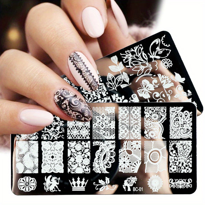 5-Pack Nail Art Stamping Plates, BC Series Stainless Steel Manicure.