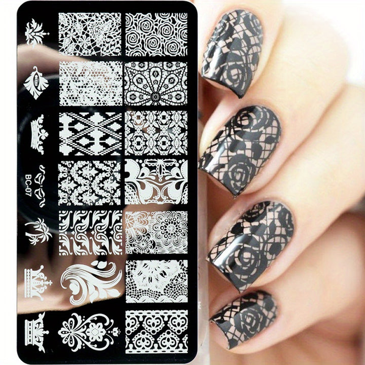 5-Pack Nail Art Stamping Plates, BC Series Stainless Steel Manicure.