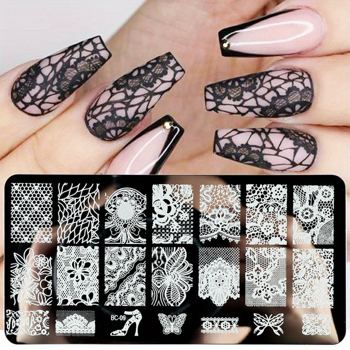 5-Pack Nail Art Stamping Plates, BC Series Stainless Steel Manicure.