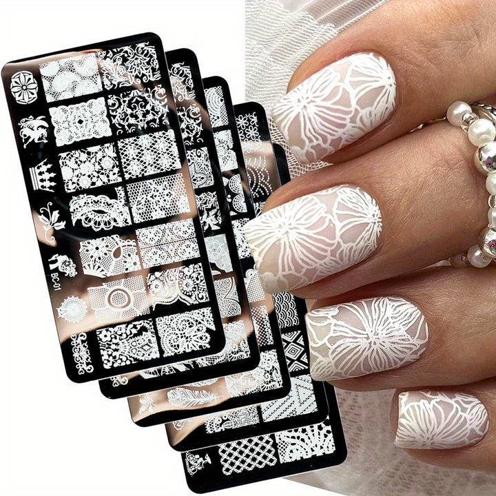 5-Pack Nail Art Stamping Plates, BC Series Stainless Steel Manicure.