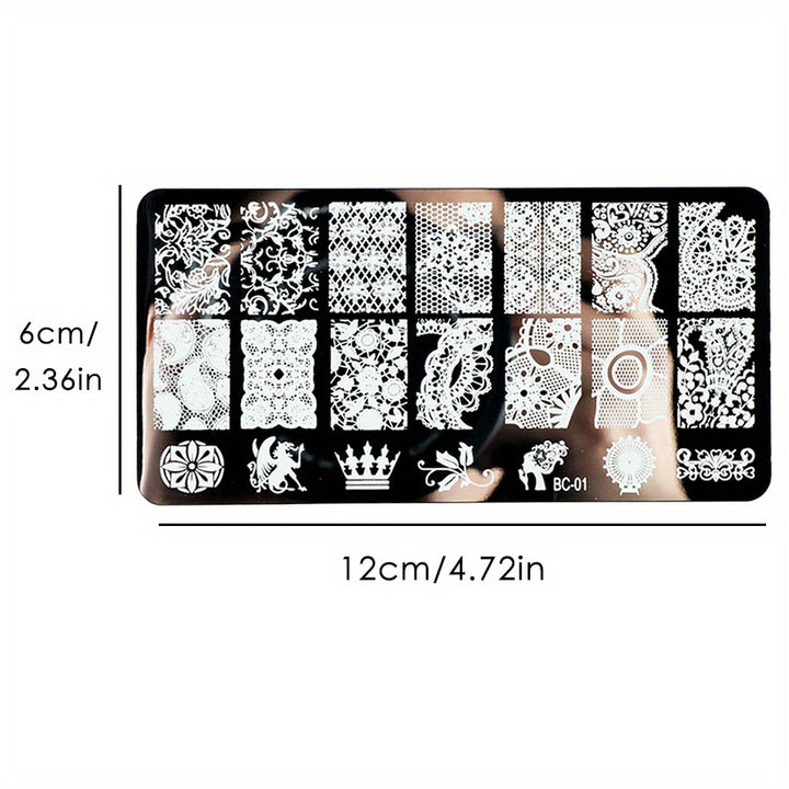 5-Pack Nail Art Stamping Plates, BC Series Stainless Steel Manicure.