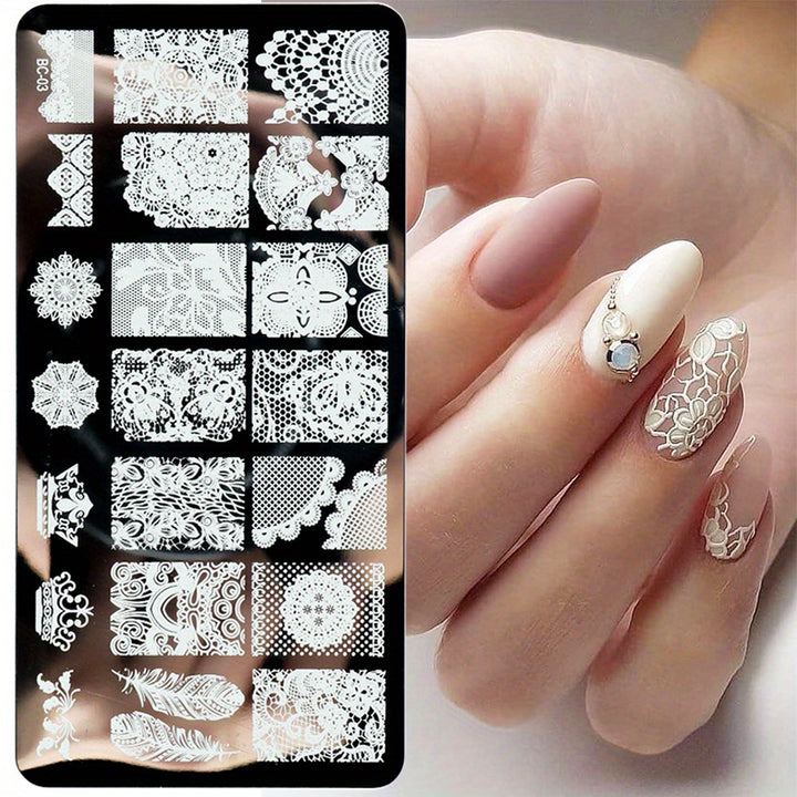 5-Pack Nail Art Stamping Plates, BC Series Stainless Steel Manicure.