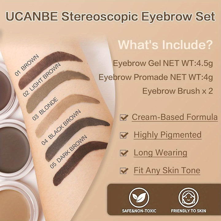 2pcs UCANBE Waterproof Eyebrow Gel & Styling Wax Kit.