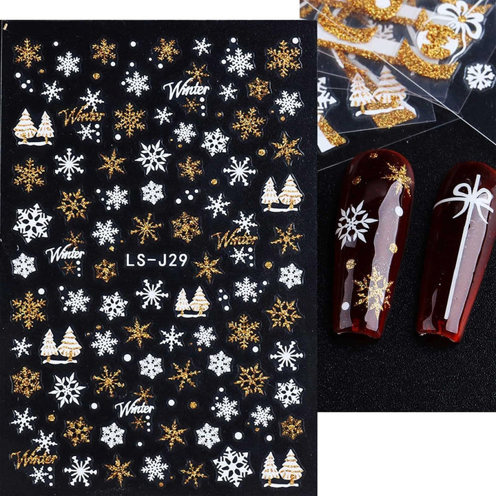 Sparkling Christmas Nail Art Stickers - 4 Sheets of Self-Adhesive..