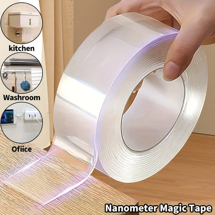 Reusable & Washable Nano Double-Sided Tape - Transparent, Multi-Purpose Adhesive for Home, Kitchen, Bathroom, Office & Car Use