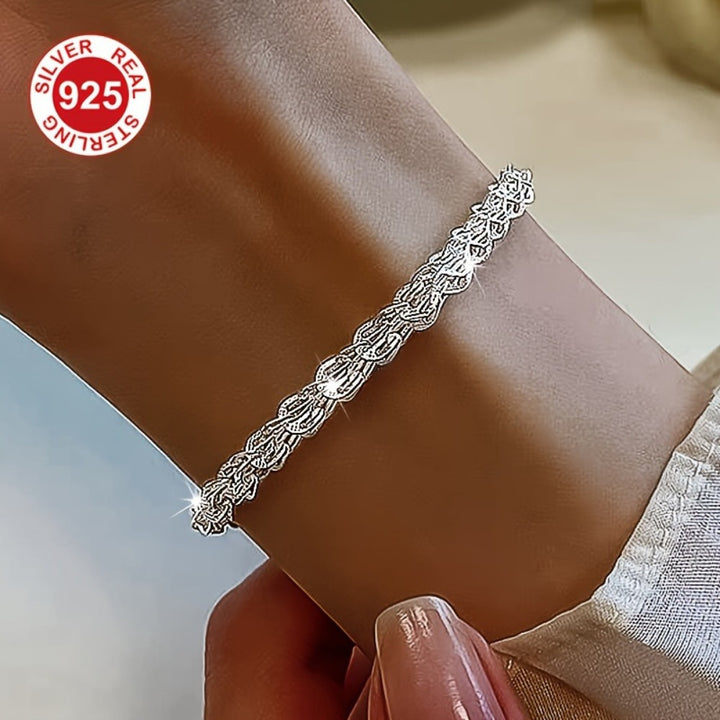 Glamorous 925 Sterling Silver Plated Copper Bracelet.