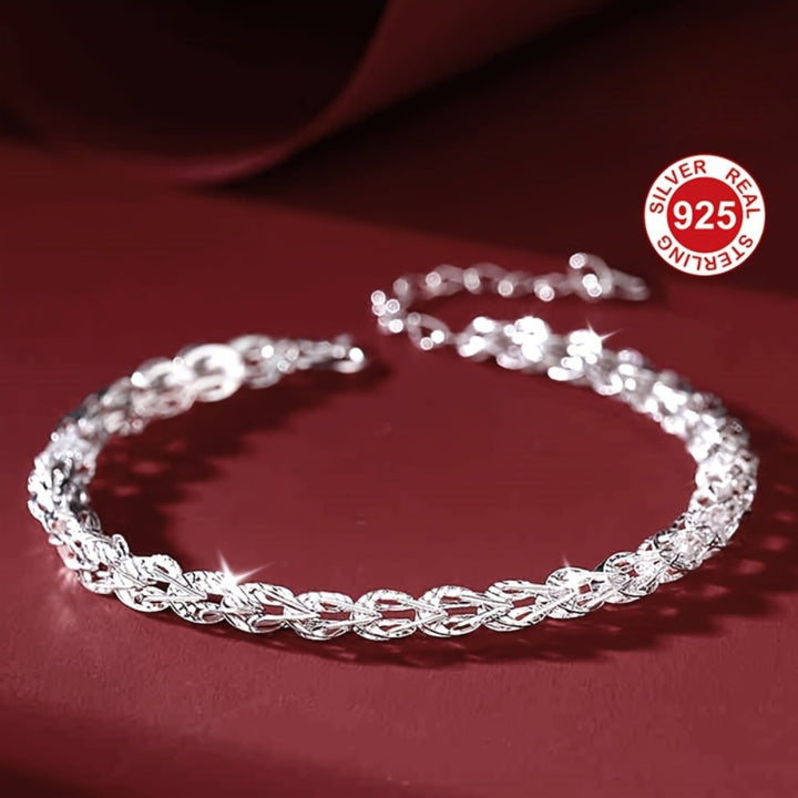 Glamorous 925 Sterling Silver Plated Copper Bracelet.