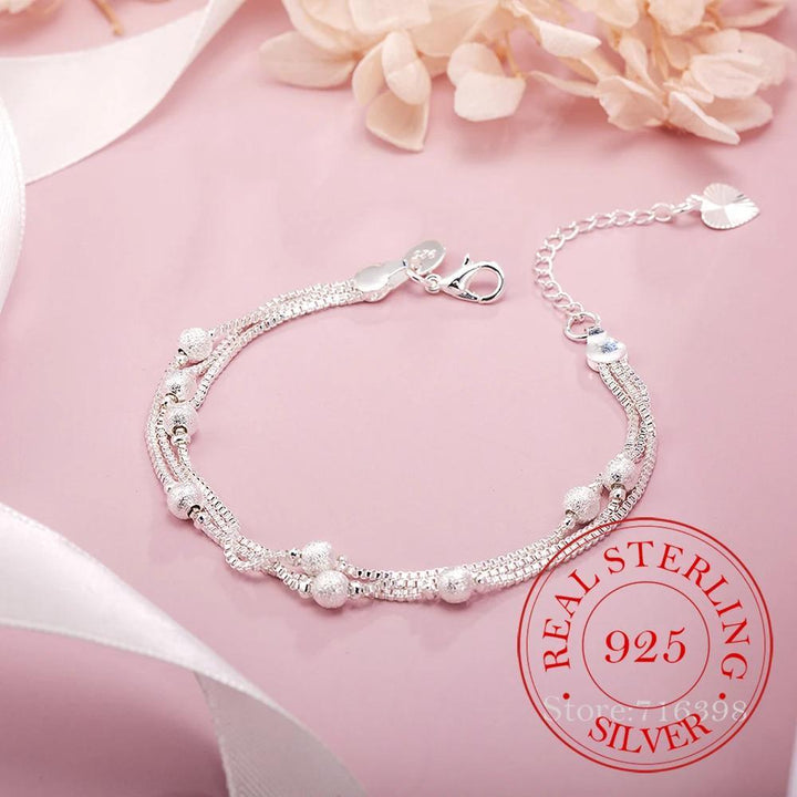 Elegant Matte Ball & 925 Sterling Silvery-Plated Bracelet - Perfect for Daily Wear, Parties & Gifts