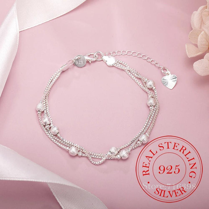 Elegant Matte Ball & 925 Sterling Silvery-Plated Bracelet - Perfect for Daily Wear, Parties & Gifts