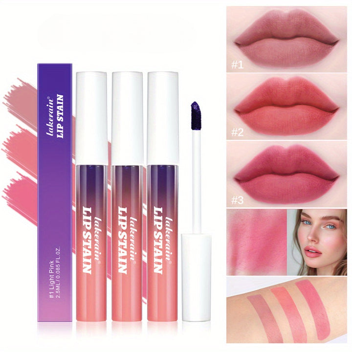 3-Color Velvet Matte Liquid Lipstick Set .