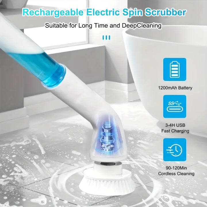 Electric Rotating Scrubber, with 4/7 Replaceable Brush Heads.