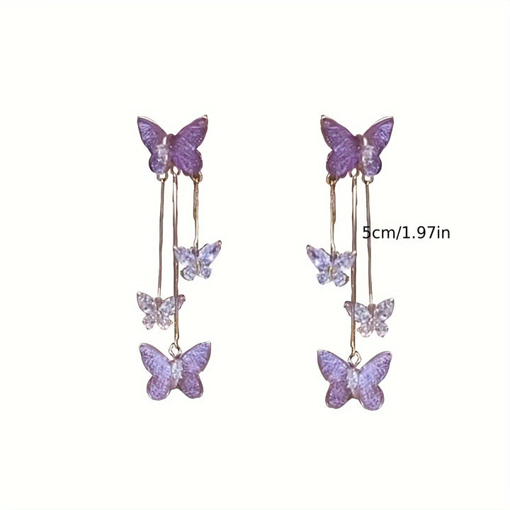 Exquisite Purple Butterfly Shiny Rhinestone Inlaid Dangle.