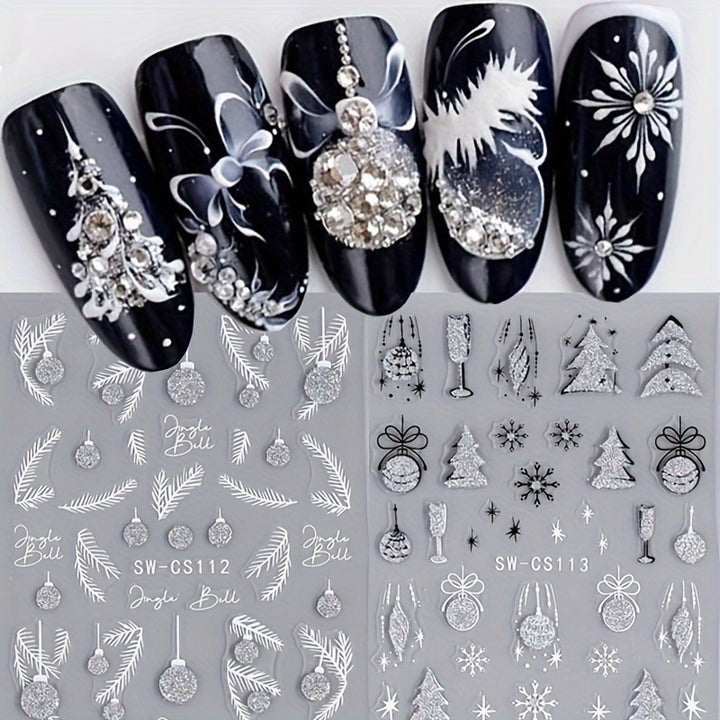 2 Sheets Christmas Nail Art Stickers.