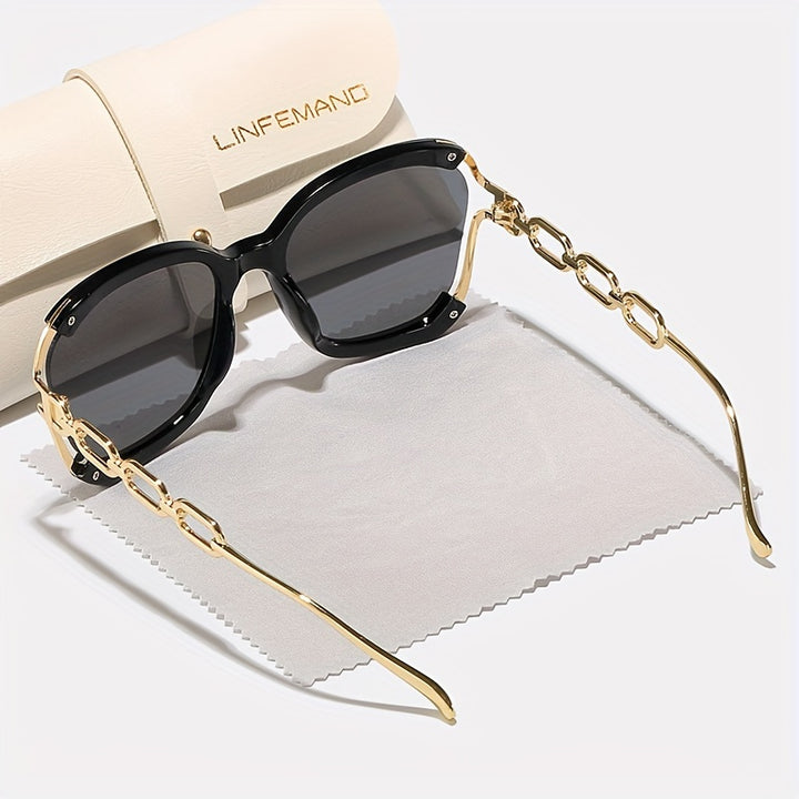 Half Frame Metal Chain Link Glasses For Women.