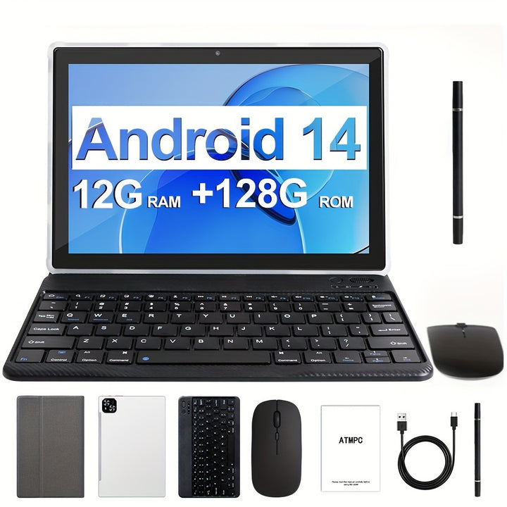 Tablet 25.65 Cm Android 14 OS Tablet, 2 In 1 Tablets With Keyboard, Mouse, Case.