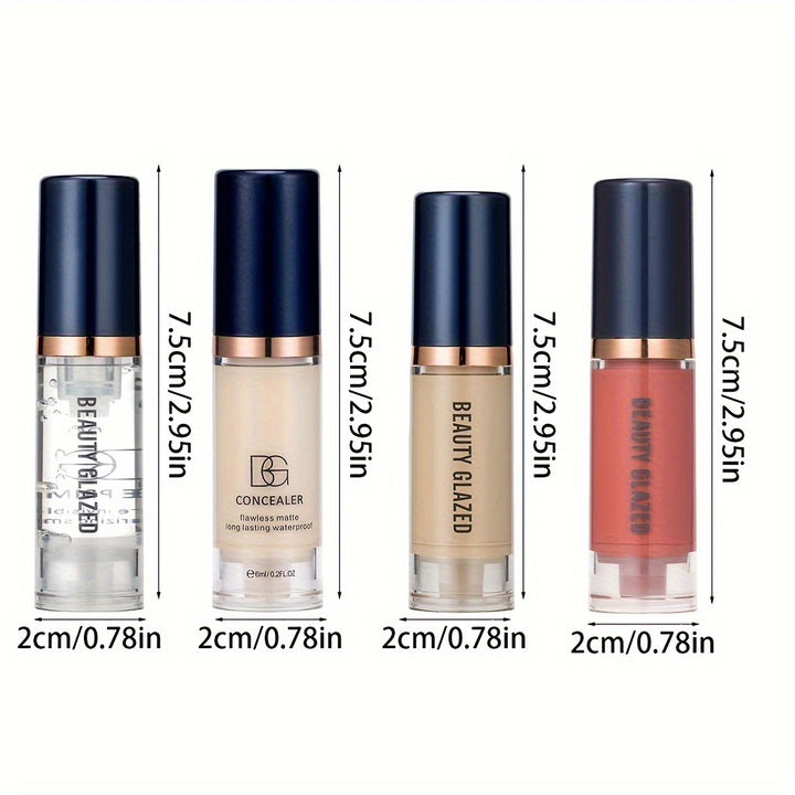 4-piece Set Of Primer + Concealer + Liquid Foundation + Liquid Blush.