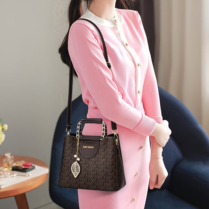 Casual Shoulder Bag Crossbody Bag With Zipper Closure, Wide & Removable Strap.