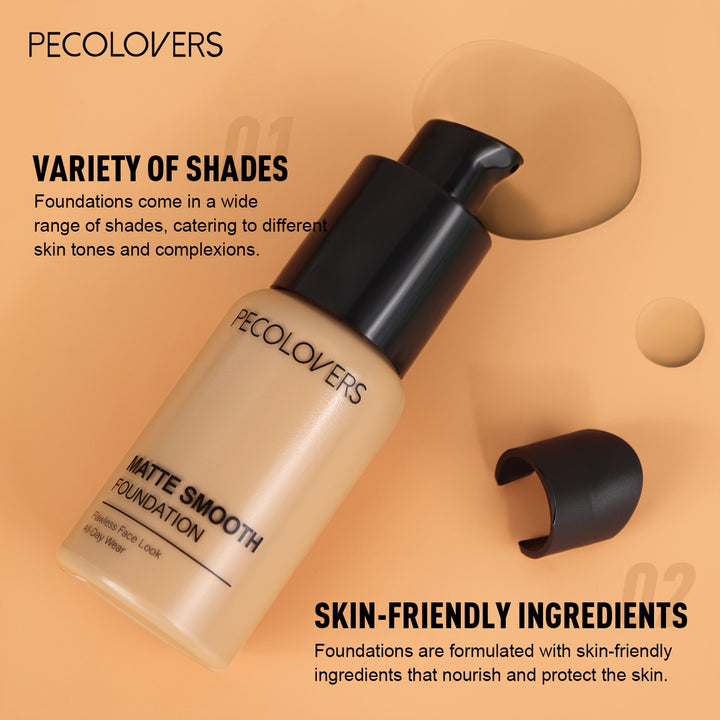 PECOLOVERS Full Coverage Liquid Foundation - Long-Lasting Matte Finish, Nature-Effect.