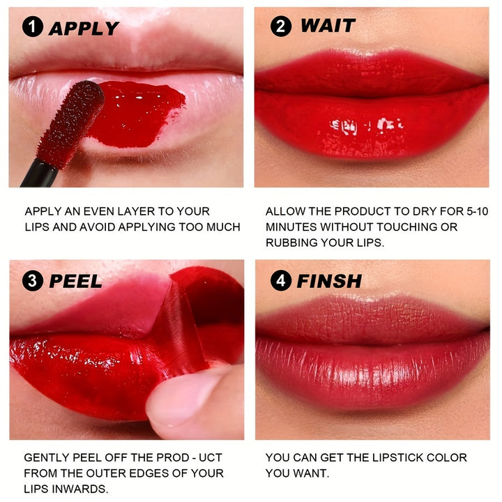 Peel-Off Lip Gloss in 4 Shades - Long-Lasting, Waterproof.