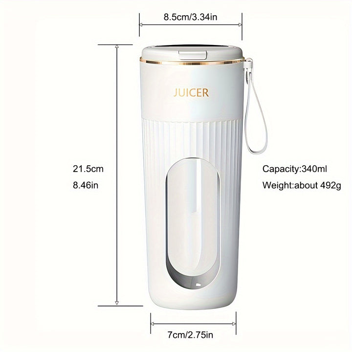 Compact USB Rechargeable Juicer - Portable Blender & Ice Crusher with Digital Display.