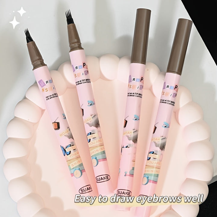 4 Split Head Liquid Eyebrow Pencil, 0.6ml, Durable Waterproof.