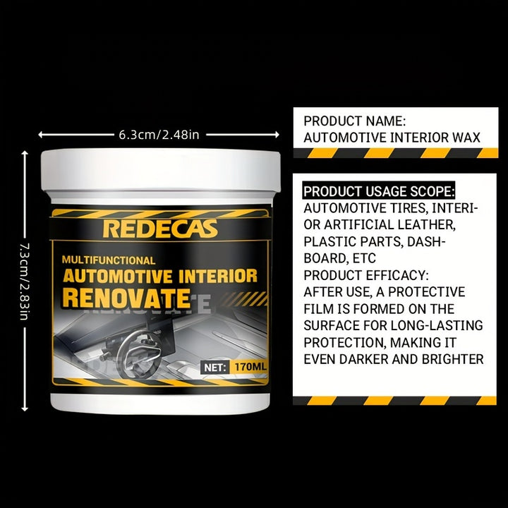 REDECAS Multifunctional Automotive Interior Renovate Wax - 170ml - ABS Resin Material.