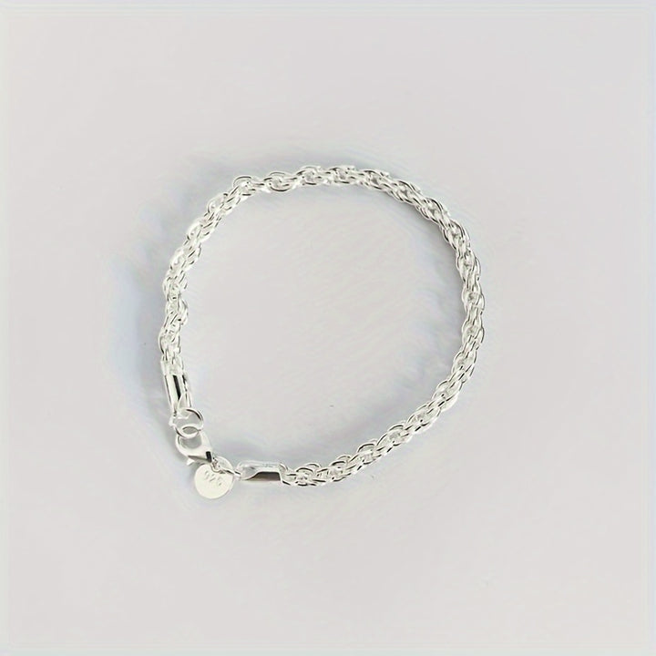 1pc Trendy Twisted Silvery Bracelet, Festival Birthday Gift For Men