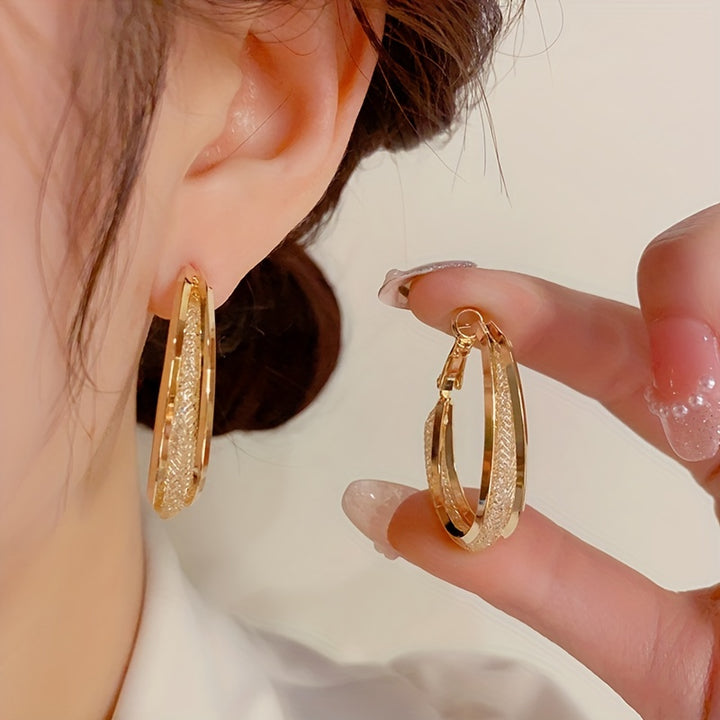 Gorgeous Mesh Hoop Alloy Earrings.