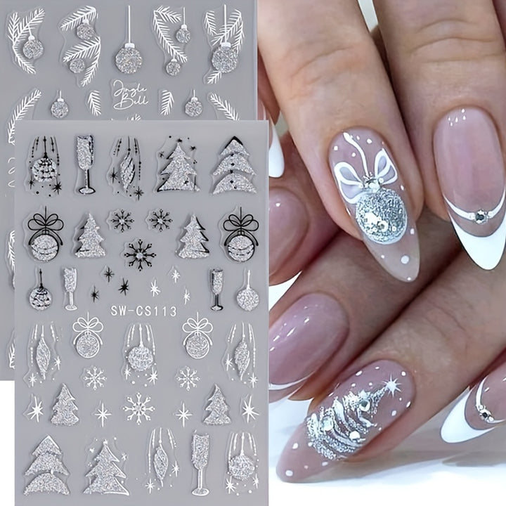 2 Sheets Christmas Nail Art Stickers.