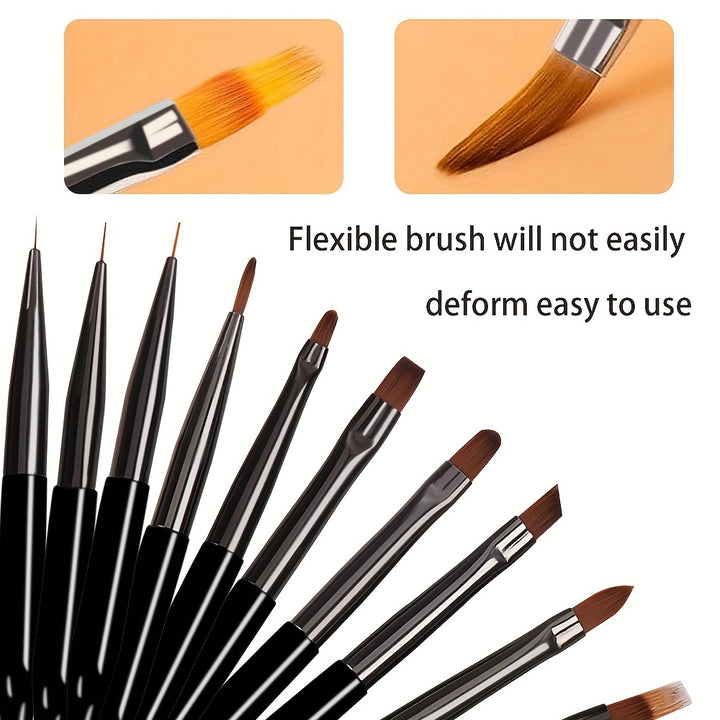 10pcs Nail Art Brush Set - Acrylic Gel Painting Pens for DIY