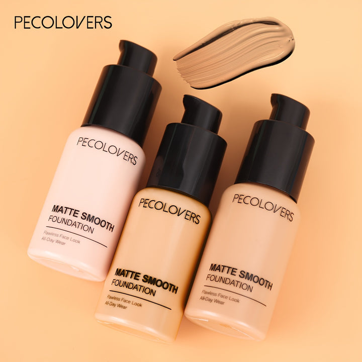 PECOLOVERS Full Coverage Liquid Foundation - Long-Lasting Matte Finish, Nature-Effect.