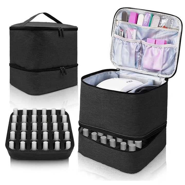 Nail Polish Organizer, Double-Layer Nail Tools And Nail Dryer Case, Nail Polish Carrying Case With Dividers, Essential Oil Storage Bag Christmas Gift