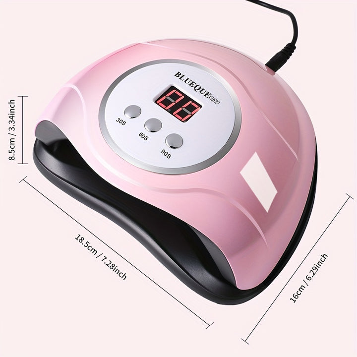 Professional Pink UV LED Nail Lamp - Fast Gel Polish Drying for Hands & Feet, 3 Timer Settings & Auto Sensor, USB Powered, Odorless