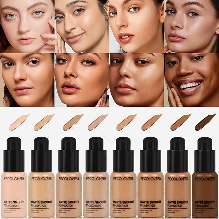 PECOLOVERS Full Coverage Liquid Foundation - Long-Lasting Matte Finish, Nature-Effect.