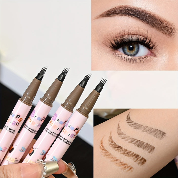 4 Split Head Liquid Eyebrow Pencil, 0.6ml, Durable Waterproof.