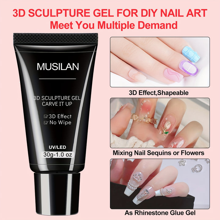 Odorless 30g Clear Nail Art Sculpting Gel - Lead-Free Builder & Carving Gel for DIY Designs, Embossing & Decoration