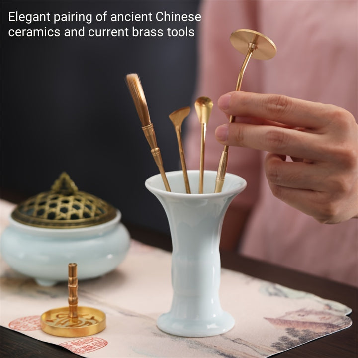 Luxury 15pcs Incense Gift Set with Elegant Burners & Brass Tools.