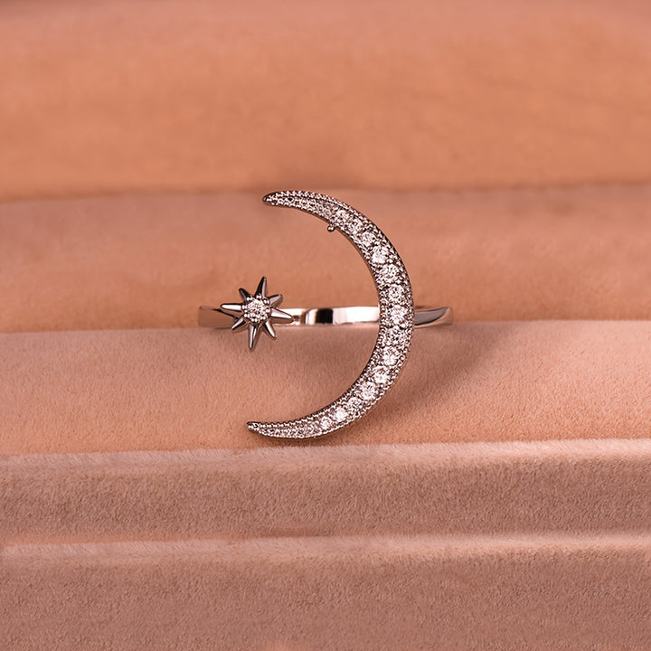 1pc Trendy Cuff Ring Moon And Sun Design Crescent Shape.